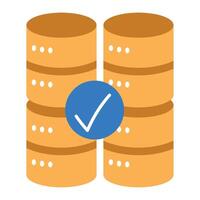 A stack of three large yellow and orange boxes with a check mark vector