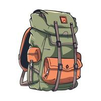 A cartoon backpack with orange straps vector