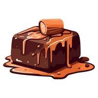 Chocolate cake with caramel and nuts illustration vector