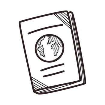 A sketch of a book with a globe on it vector