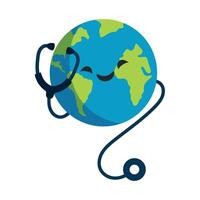 A cartoon earth with a stethoscope around it vector