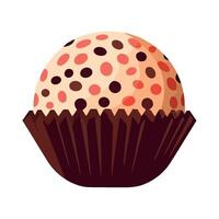 A cupcake with chocolate and red polka dots vector