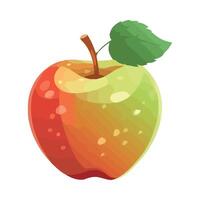 An apple with a leaf on it is shown vector