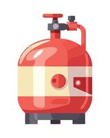 Red gas cylinder with valve on top, isolated on white background vector