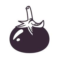 An eggplant is shown in a black and white drawing vector