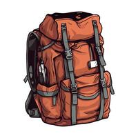 An orange backpack with a laptop on it vector