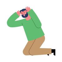 A man with a beard is sitting on the floor vector