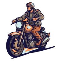 A man riding a motorcycle in a cartoon style vector