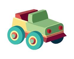 A toy car with a green and red color scheme vector