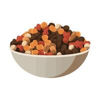 A bowl of cereal with nuts and seeds vector