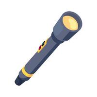 A flashlight with a yellow light on it vector