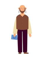 An illustration of a man with a beard and a blue folder vector