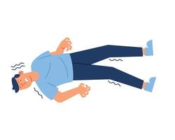 Man lying on the floor with his head in his hands vector