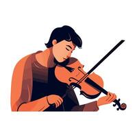 A man playing the violin on a white background vector