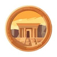 Ancient egyptian temple in a circular frame vector