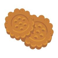 Two biscuits are shown on a white background vector