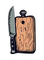 A knife and cutting board on a cutting board vector