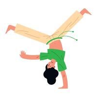 A person doing a handstand on a white background vector
