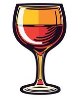 A wine glass with red liquid inside vector