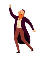 A cartoon man with a beard and long coat vector