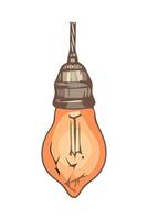 A light bulb hanging from a wire vector