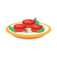 Plate of meatballs with lettuce on it vector