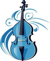 A stylish blue double bass with abstract swirling patterns, perfect for musical themes, branding, or design projects vector