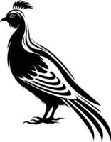 Stylized black and white illustration of a quail, perfect for branding, logos, and designs with a nature theme vector