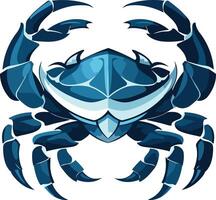 A bold, blue crab illustration with sharp lines and a stylized design, perfect for logos, branding, and merchandise vector