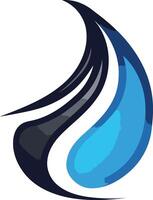 Abstract logo design featuring a blue teardrop shape within a black and gray stylized flame vector