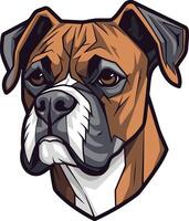 A detailed illustration of a boxer dog's head, featuring a sharp, expressive portrait vector