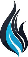 Modern, abstract logo design with a stylized flame shape in blue and black colors vector