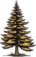 Silhouette of a Pine Tree with Yellow Details vector