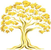 Stylized golden tree illustration with intricate branches and leaves, perfect for nature, growth, and community concepts vector