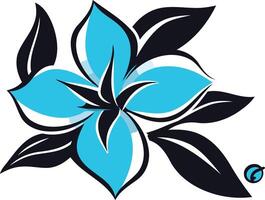 Stylish blue and black tropical flower design, perfect for branding, logos, and website design vector