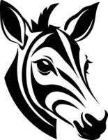 Bold black and white illustration of a zebra head, perfect for logo design, branding, and animal-themed projects vector