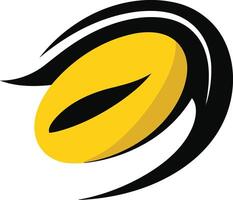 Modern and abstract logo with a yellow eye-shaped element on a black background, suitable for a tech company or a brand with a bold identity vector