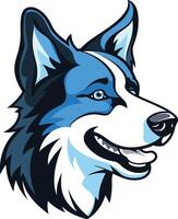 A friendly blue and white wolf or dog with a happy smile, perfect for branding and logos vector
