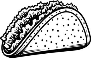 A bold, black and white illustration of a taco, perfect for food-related designs, menus, and branding vector