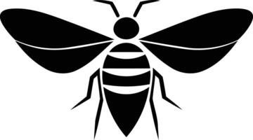 Simple and stylish silhouette of a bee in black and white vector