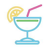 A cocktail with a slice of lemon and a straw vector