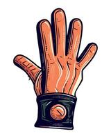 A glove with a black and orange design vector