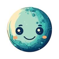 Cartoon planet with a smiling face vector