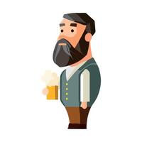 A man with a beard and a beer in his hand vector