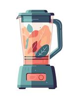 A blender with fruit and vegetables in it vector