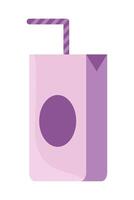 Milk carton with straw and purple color vector