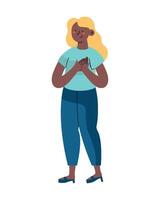 An illustration of a woman with her hands folded vector
