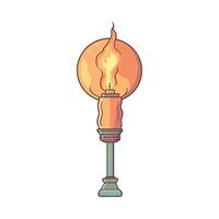 An illustration of a lamp with a flame vector