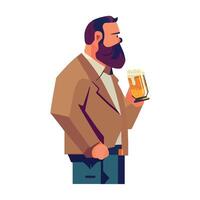 A man with a beard and a beer glass vector