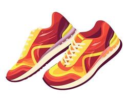 A pair of red and yellow running shoes vector